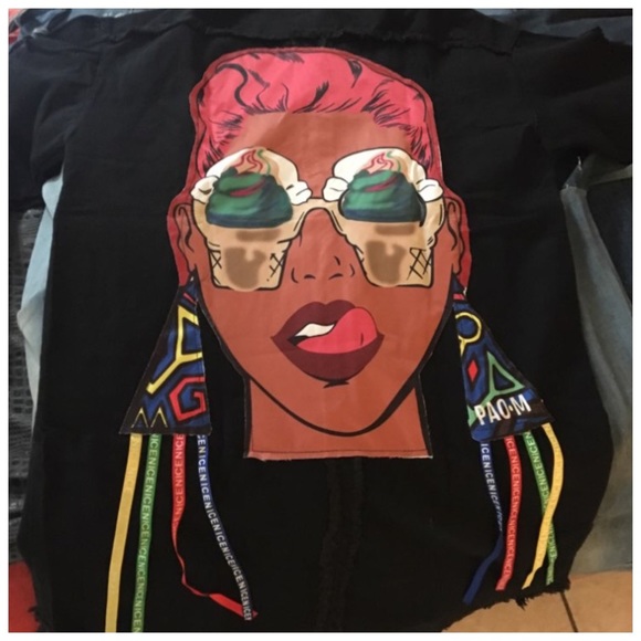 Black Graphic Back Denim Jacket - Picture 4 of 8